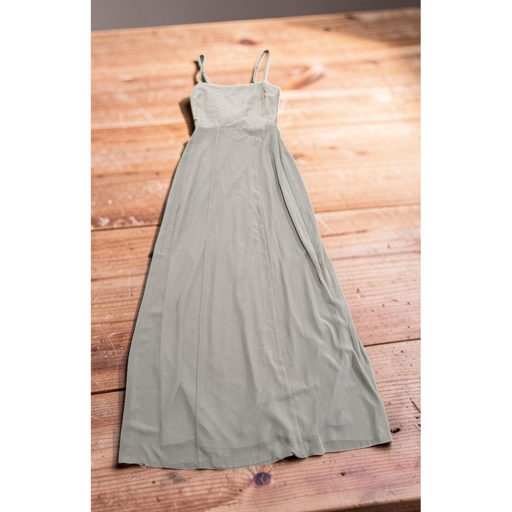 Show Me Your Mumu Lauren Tie Maxi Dress Light Grey Chiffon Small BS0-0257 DG24